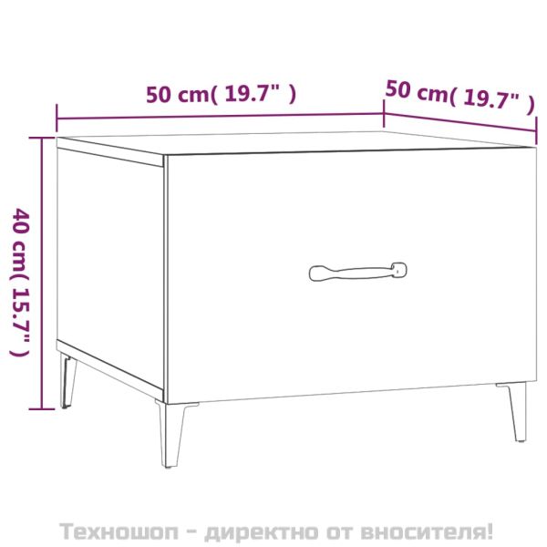 Маса за кафе с метални крака 2 бр Дъб сонома 50x50x40 см