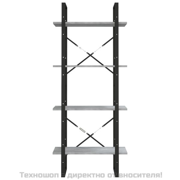 Библиотека на 4 нива, сив сонома, 60x30x140 см, инженерно дърво