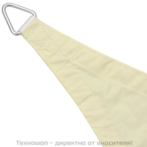 Слънцезащино платно, Оксфорд плат, триъгълно, кремаво, 5х5х5 м