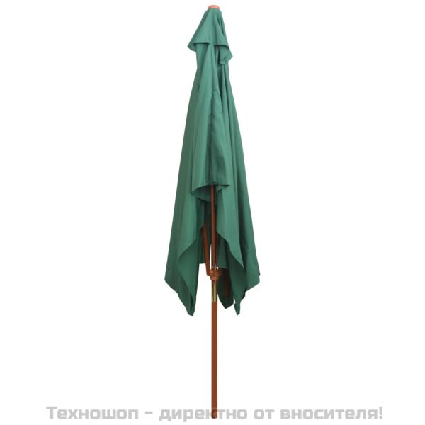 Чадър, 200x300 см, дървен прът, зелен