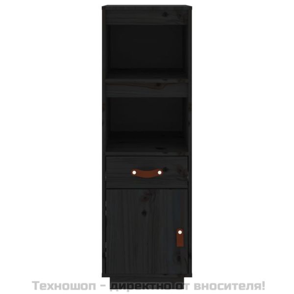 Висок шкаф, черен, 34x40x108,5 см, борово дърво масив