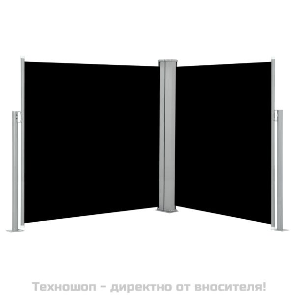 Прибираща се странична тента, черна, 140x600 см