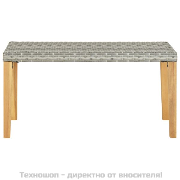 Градинска пейка, 120 см, сива, полиратан и акация масив