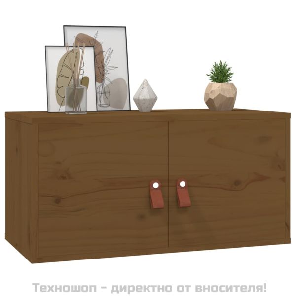 Стенни шкафове, 2 бр, меденокафяви, 60x30x30 см, бор масив