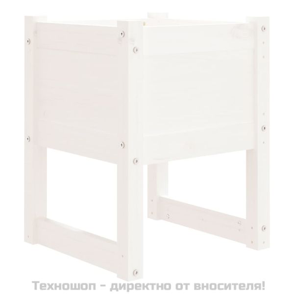 Плантери, 2 бр, бяла, 40x40x52,5 см, борово дърво масив