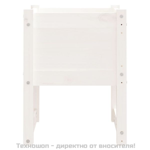 Плантери, 2 бр, бяла, 40x40x52,5 см, борово дърво масив
