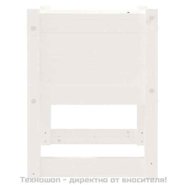 Плантери, 2 бр, бяла, 40x40x52,5 см, борово дърво масив