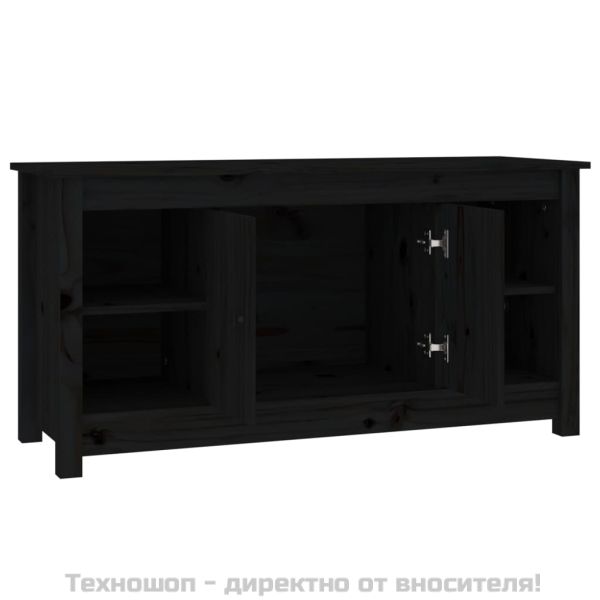 ТВ шкаф, черен, 103x36,5x52 см, бор масив
