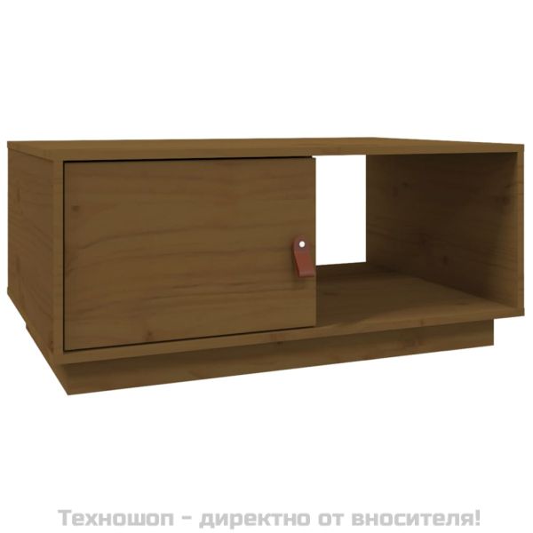 Кафе маса, меденокафява, 80x50x35,5 см, борово дърво масив