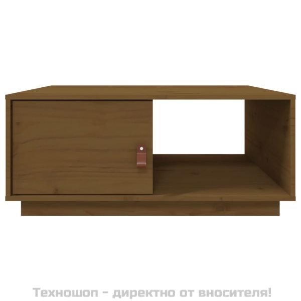 Кафе маса, меденокафява, 80x50x35,5 см, борово дърво масив