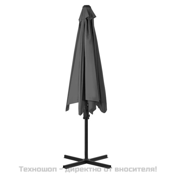 Градински чадър със стоманен прът, 300 см, антрацит