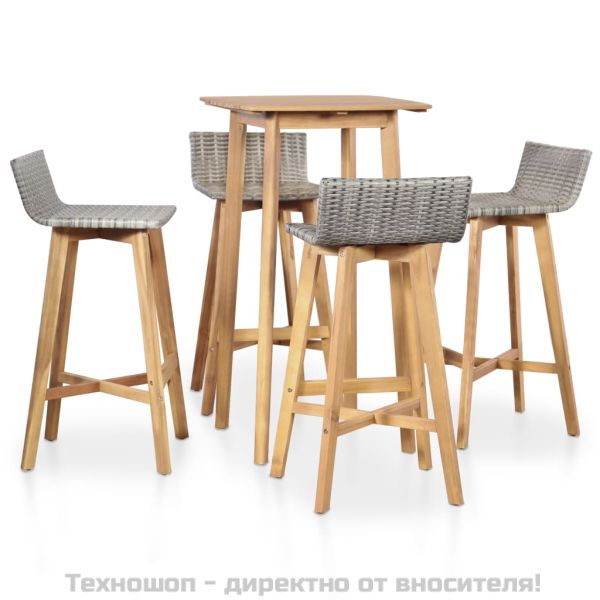 Градински трапезен комплект, 5 части, акация масив