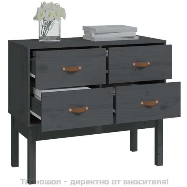 Конзолна маса, сива, 90x40x78 см, борово дърво масив