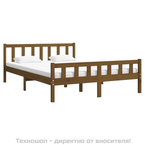 Рамка за легло, меденокафява, дърво масив, 120x200 см