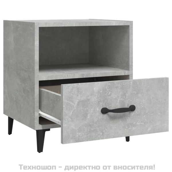 Нощни шкафче, бетонно сиво, инженерна дървесина
