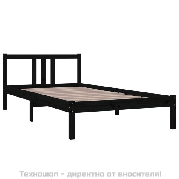 Рамка за легло, черна, масивно дърво, 100х200 см