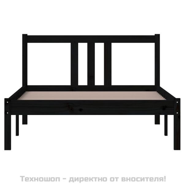 Рамка за легло, черна, масивно дърво, 100х200 см