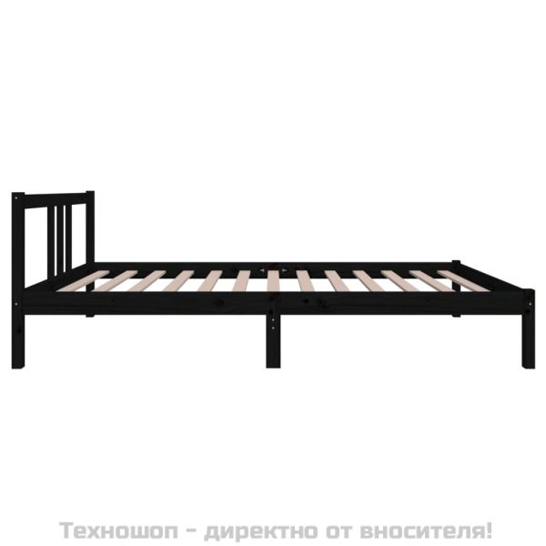 Рамка за легло, черна, масивно дърво, 100х200 см