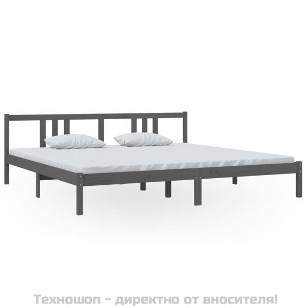 Рамка за легло, сива, дърво масив, 200x200 см
