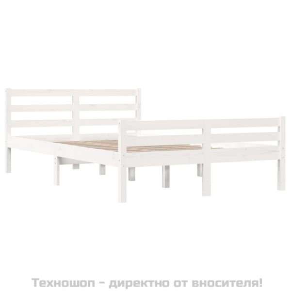 Рамка за легло, бяла, дърво масив, 150x200 cм, King Size