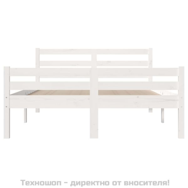 Рамка за легло, бяла, масивно дърво, 140х200 см