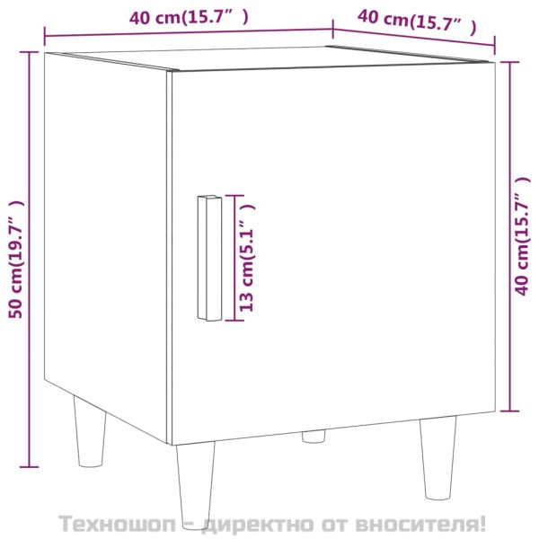 Нощно шкафче, опушен дъб, инженерно дърво