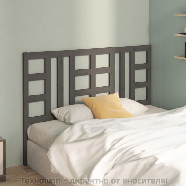 Горна табла за легло, сива, 141x4x100 см, бор масив