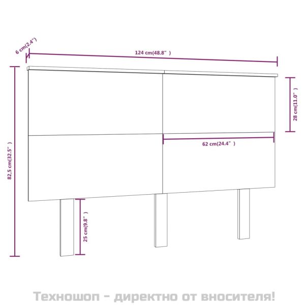 Горна табла за легло, бяла, 124x6x82,5 см, бор масив