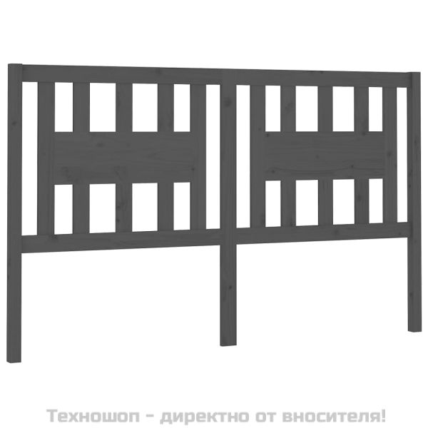 Табла за спалня, сива, 126x4x100 см, бор масив