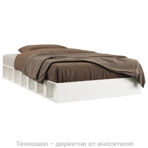 рамка за легло бяла 75x190 см Small Single дърво масив