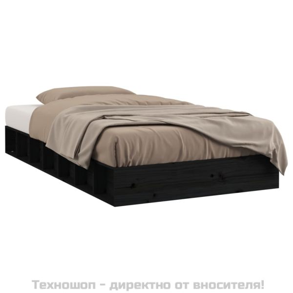 рамка за легло черна 75x190 см Small Single дърво масив
