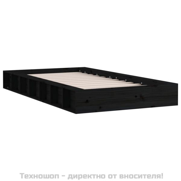 рамка за легло черна 75x190 см Small Single дърво масив