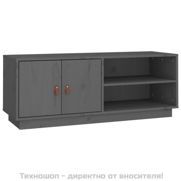 ТВ шкаф, сив, 105x34x40 см, бор масив