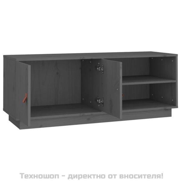 ТВ шкаф, сив, 105x34x40 см, бор масив
