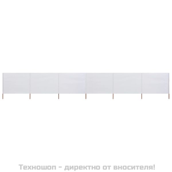 Параван против вятър от 6 панели, текстил, 800x80 см, бял