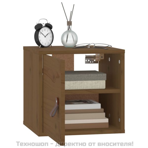 Стенни шкафове, 2 бр, меденокафяви, 31,5x30x30 см, бор масив