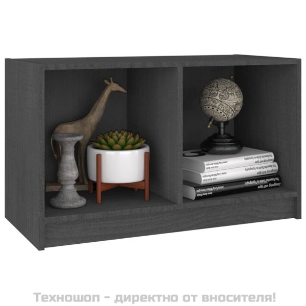 ТВ шкаф, сив, 70x33x42 см, бор масив