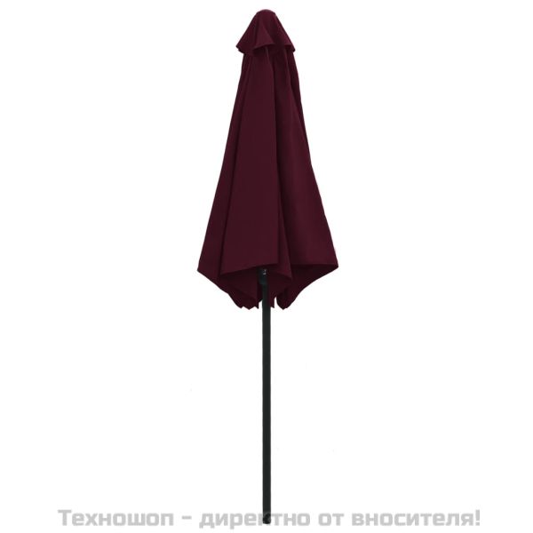 Градински чадър с алуминиев прът, 270x246 см, бордо червен