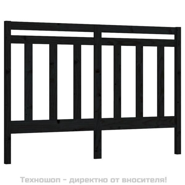 Горна табла за легло, черна, 146x4x100 см, бор масив