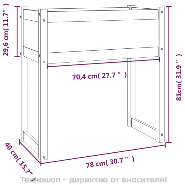 Плантер, 78x40x81 см, борово дърво масив