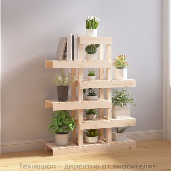 Поставка за цветя, 85x25x109,5 см, бор масив