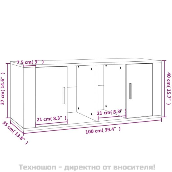 ТB шкаф, сив, 100x35x40 см, инженерно дърво