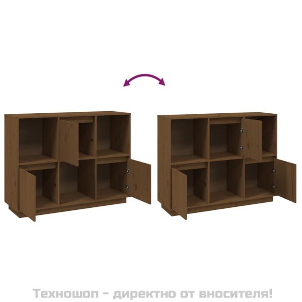 Сайдборд, меденокафяв, 110,5x35x80 см, бор масив
