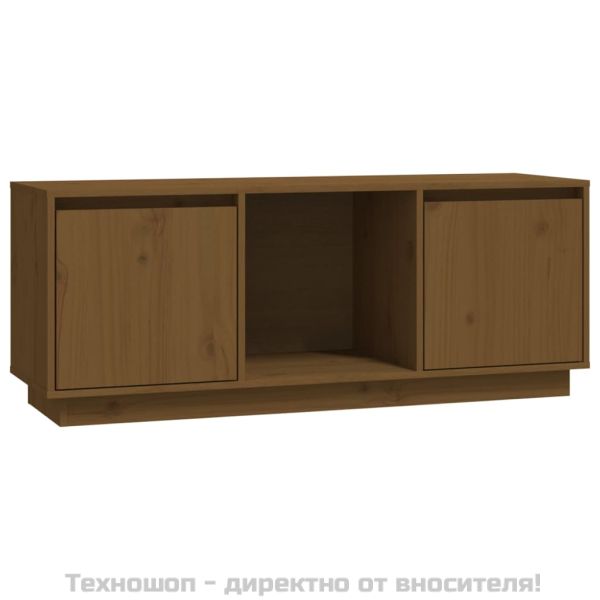 ТВ шкаф, меденокафяв, 110,5x35x44 см, бор масив