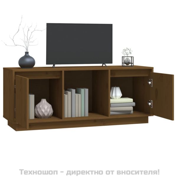 ТВ шкаф, меденокафяв, 110,5x35x44 см, бор масив