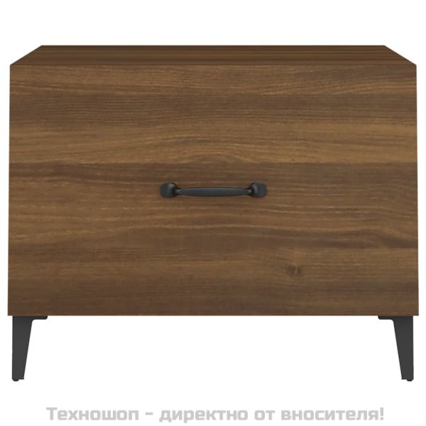 Маса за кафе с метални крака, кафяв дъб, 50x50x40 см