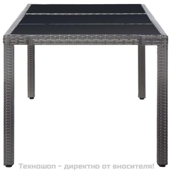 Градински трапезен комплект, 9 части, полиратан, сив