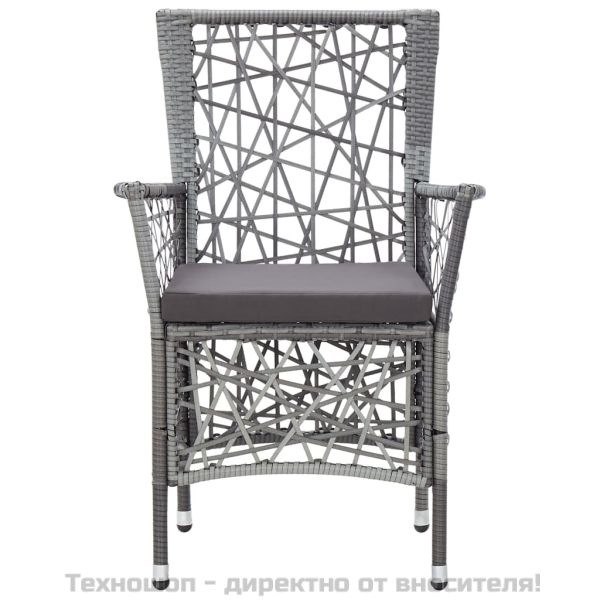 Градински трапезен комплект, 9 части, полиратан, сив
