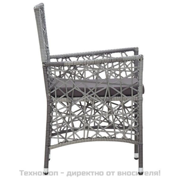 Градински трапезен комплект, 9 части, полиратан, сив