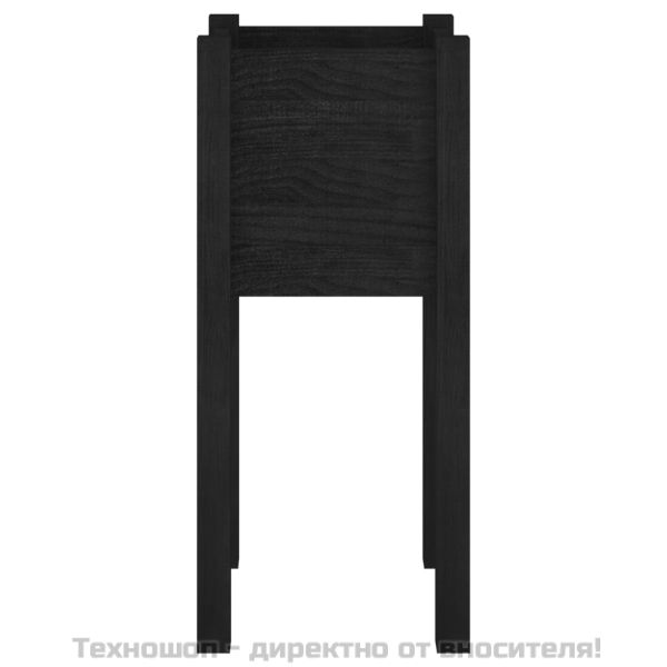 Градински сандъци, 2 бр, черни, 31x31x70 см, бор масив